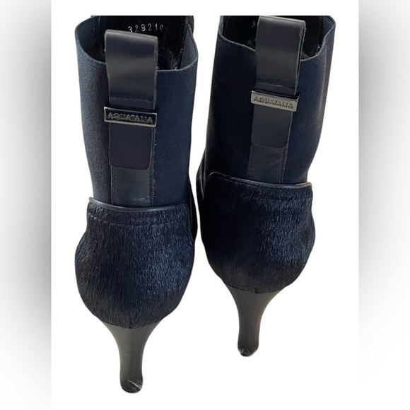 Aquatalia Black Calf Hair & Patent Ankle Boots Size 8 - Picture 14 of 16